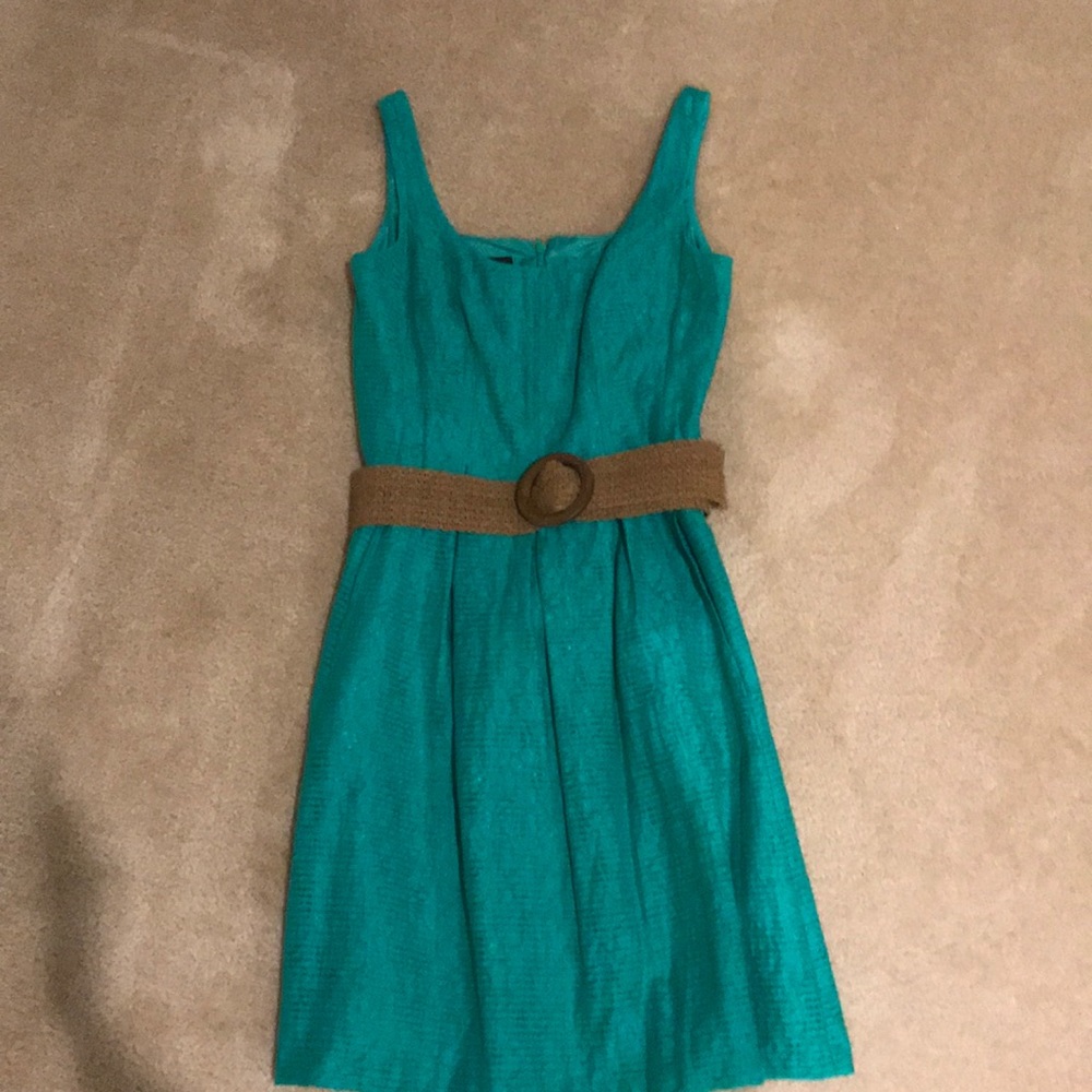 Green belted Nine West Dress-with pockets!